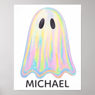 Póster Fantasma de Arcoíris Pastel Adorable   Espeluznant