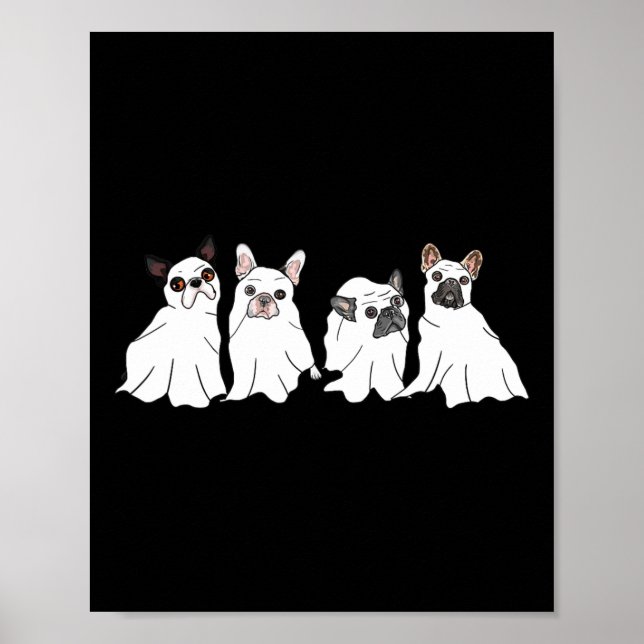 Póster Fantasma de Bulldog francés disfrazado de Hallowee (Frente)