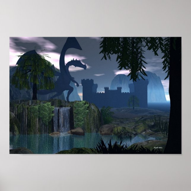 Póster Fantasma de cascada con Poster Dragon (Frente)