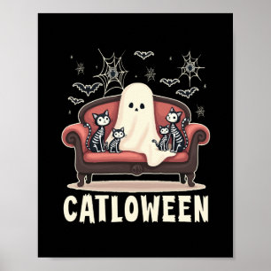 Póster Fantasma de Catloween Halloween