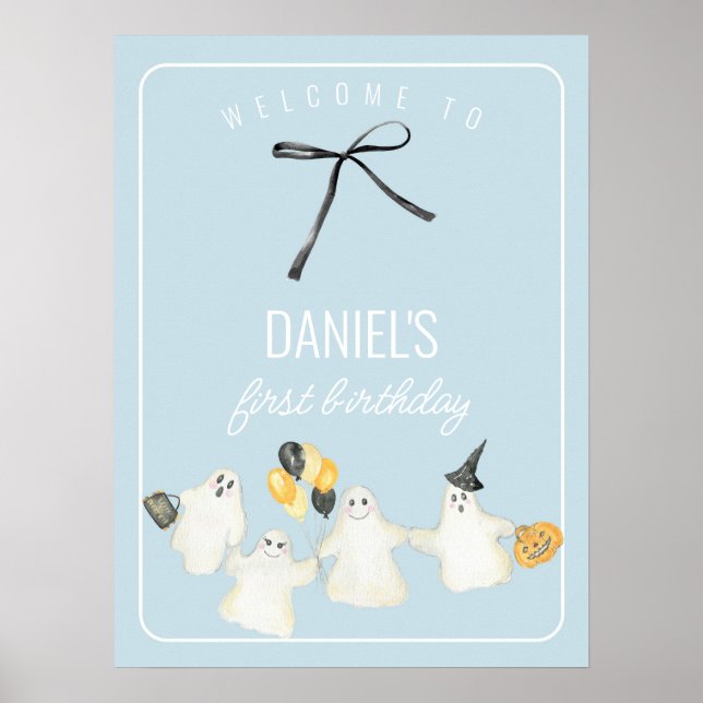 Póster Fantasma de cumpleaños y Baby Shower de arco negro (Frente)