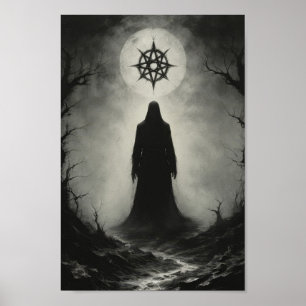 Póster Fantasma de demonio maldito frente al símbolo de s