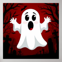 Póster Fantasma de dibujos animados adorable espeluznante