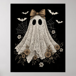 Póster Fantasma de encaje elegante con lazo | Fantasma fl