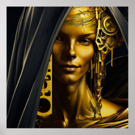 Póster Fantasma de estatua de mujeres de bronce dorado ne