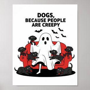 Póster Fantasma de fantasía de perro de Halloween