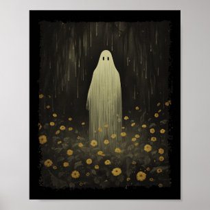 Póster Fantasma De Flores Góticas En La Halloween Foresta