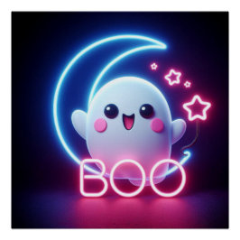 Póster Fantasma de Halloween amarillo BOO