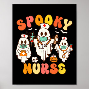 Póster Fantasma de Halloween de la enfermera Groovy