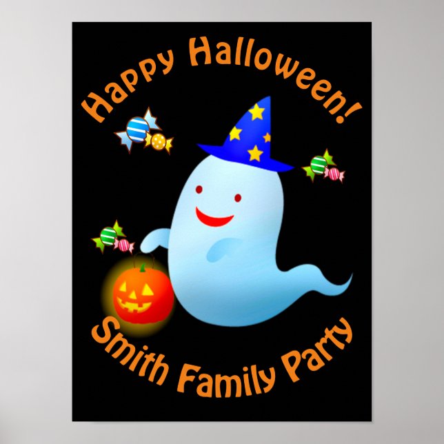 Póster Fantasma de Halloween feliz truco de la cola (Frente)