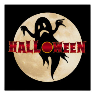 Póster Fantasma de Halloween Luna