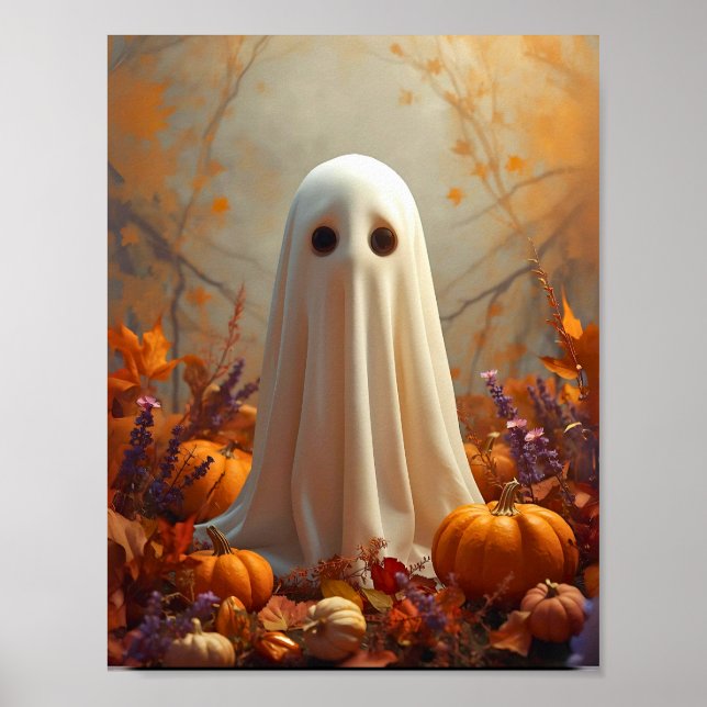 Póster Fantasma de otoño - Poster acogedor de Halloween y (Frente)