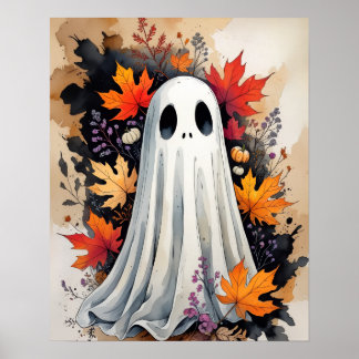 Póster Fantasma de otoño - Poster acogedor de Halloween y