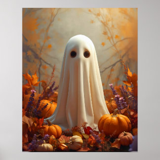 Póster Fantasma de otoño - Poster acogedor de Halloween y