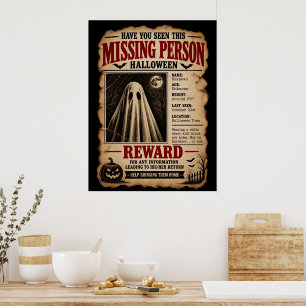 Póster Fantasma de Persona Desaparecida Halloween