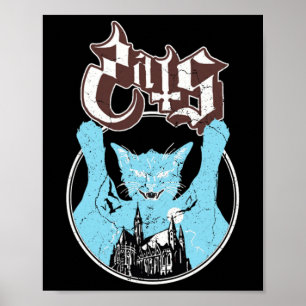Póster Fantasma de rock de felino fantasma de Halloween
