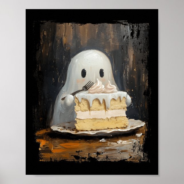Póster Fantasma de torta de torta suave Funny Halloween F (Frente)