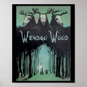 Póster Fantasma Del Bosque Criptid Wendigo Madera