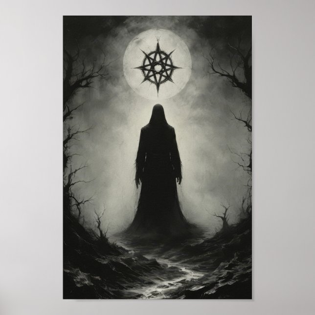 Póster Fantasma demonio maldito frente a su símbolo rey (Frente)