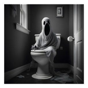 Póster Fantasma divertida sentada en el baño