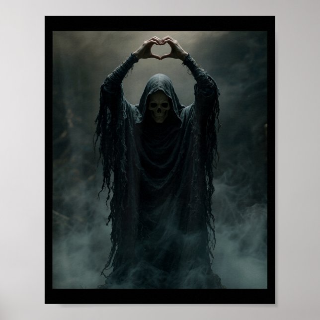 Póster Fantasma divertido corazón manos cara espantosa Ha (Frente)