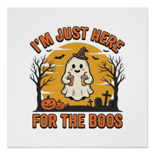 Póster Fantasma divertido de Halloween aquí por los abuch