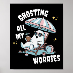 Póster Fantasma divertido de Summerween espeluznante vaca