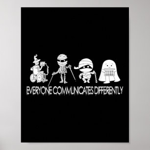 Póster Fantasma Divertido Todos se Comunican de Diferente