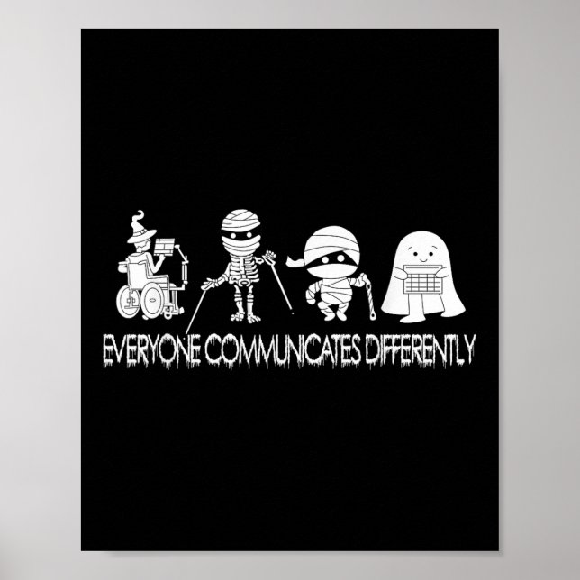 Póster Fantasma Divertido Todos se Comunican de Diferente (Frente)