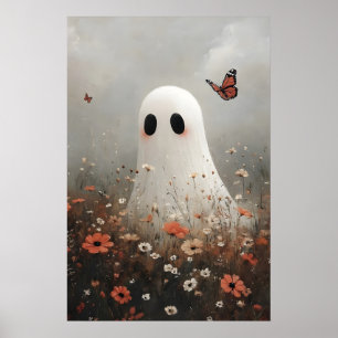 Póster Fantasma en Amapolas de Campo Estampa de Retrato,