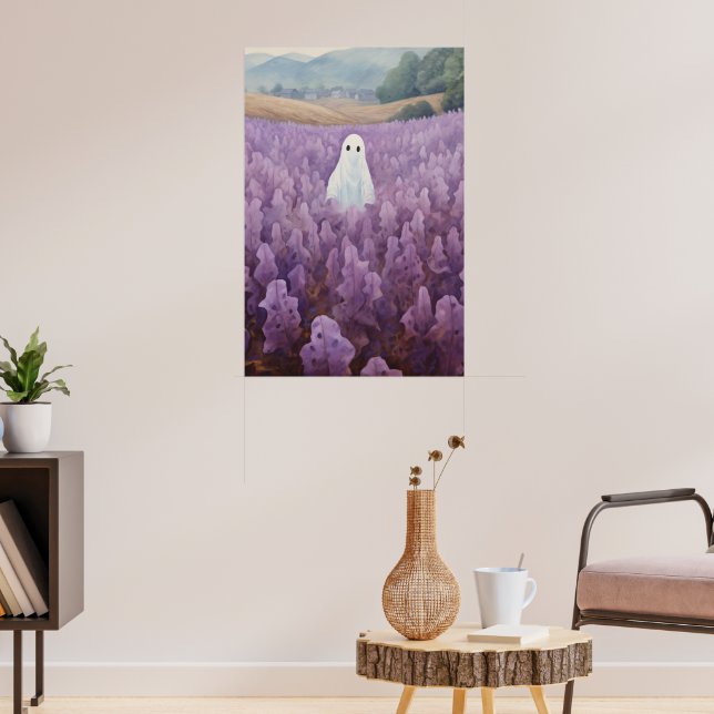 Póster Fantasma En Campo Floral Morado (Salón 3)