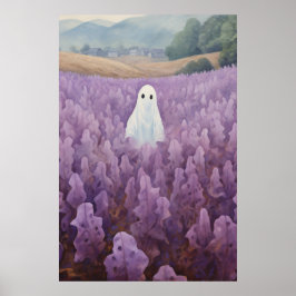 Póster Fantasma En Campo Floral Morado
