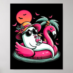Póster Fantasma En Flotador De Flamenco Con Chaleco Salva