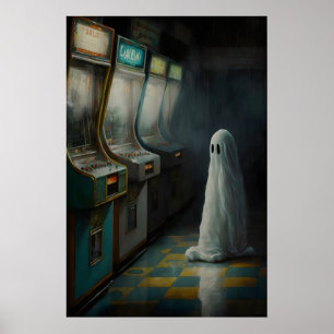 Póster Fantasma en una sala de juegos abandonada, cartel