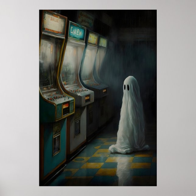 Póster Fantasma en una sala de juegos abandonada, cartel  (Frente)