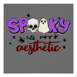 Póster Fantasma es mi estética - Calavera de Halloween y