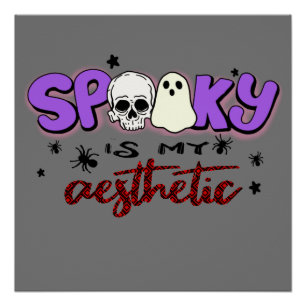 Póster Fantasma es mi estética - Calavera de Halloween y