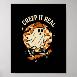 Póster Fantasma espeluznante en monopatín, hazlo real div