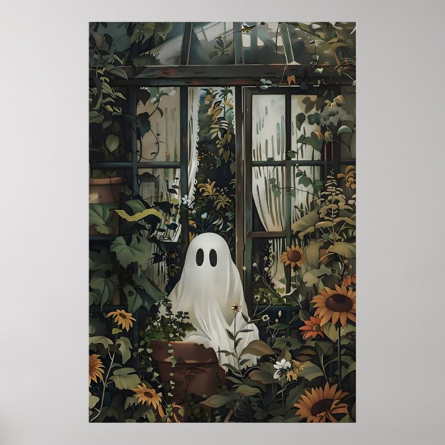Póster Fantasma espiando desde la ventana del invernadero (Frente)