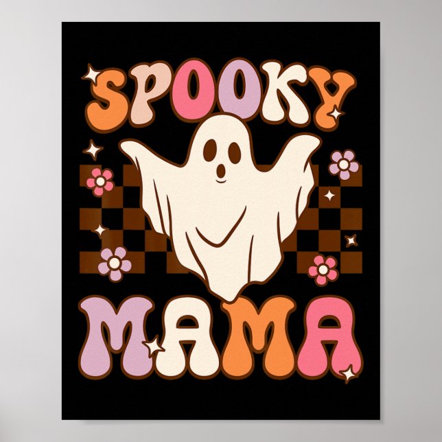 Póster Fantasma fantasma de Halloween Retro Groovy Disfra (Frente)