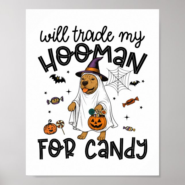 Póster Fantasma fantasma de PitPull Dog Halloween (Frente)