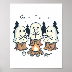 Póster Fantasma Fantasma Fantasía Marshmallow Halloween B