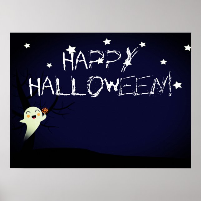 Póster Fantasma feliz en una noche estrellada de Hallowee (Frente)