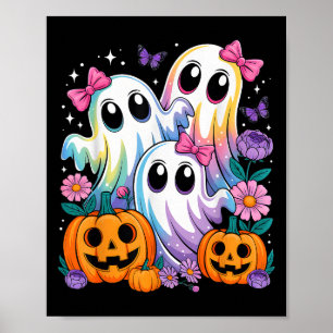 Póster Fantasma floral Coquette Pumpkin Funny Boo de Hall