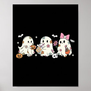 Póster Fantasma floral lindo Café con café Fantasma Hallo