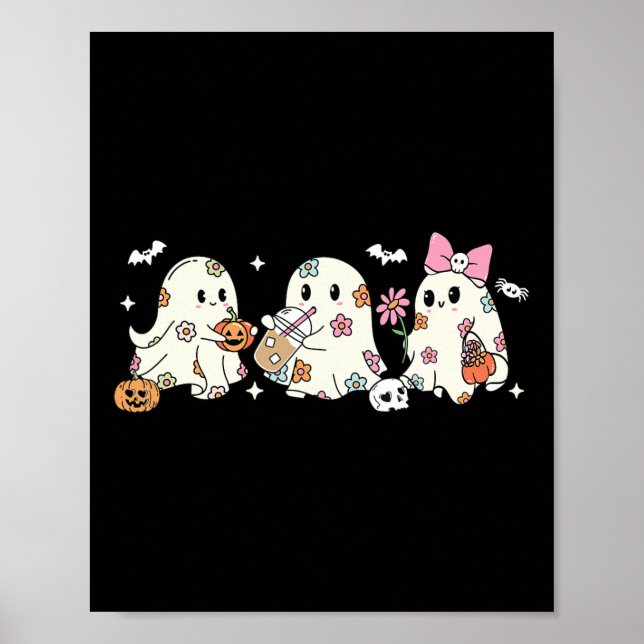 Póster Fantasma floral lindo Café con café Fantasma Hallo (Frente)