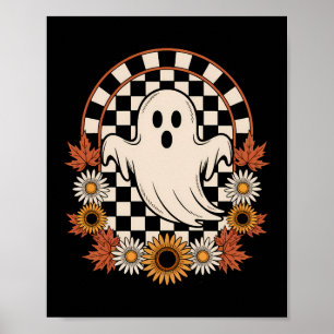 Póster Fantasma Floral Otoño Boho Halloween