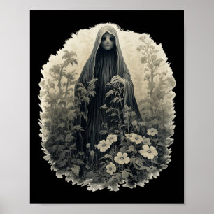 Póster Fantasma Gótica En El Bosque Fantasma Floral Vinta