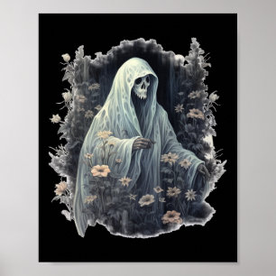 Póster Fantasma Gótica En El Bosque Fantasma Floral Vinta