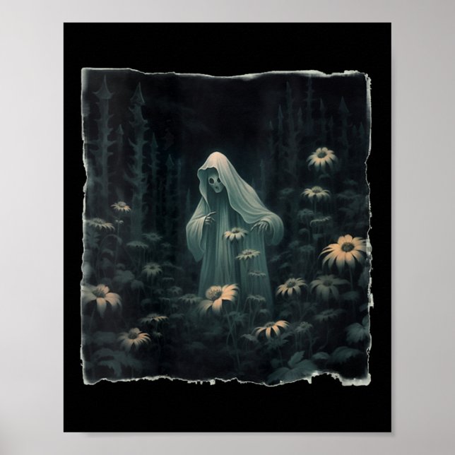 Póster Fantasma Gótica En El Bosque Fantasma Floral Vinta (Frente)